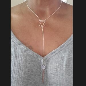 Andante Y Drop Lariat Bar and Circle Necklace